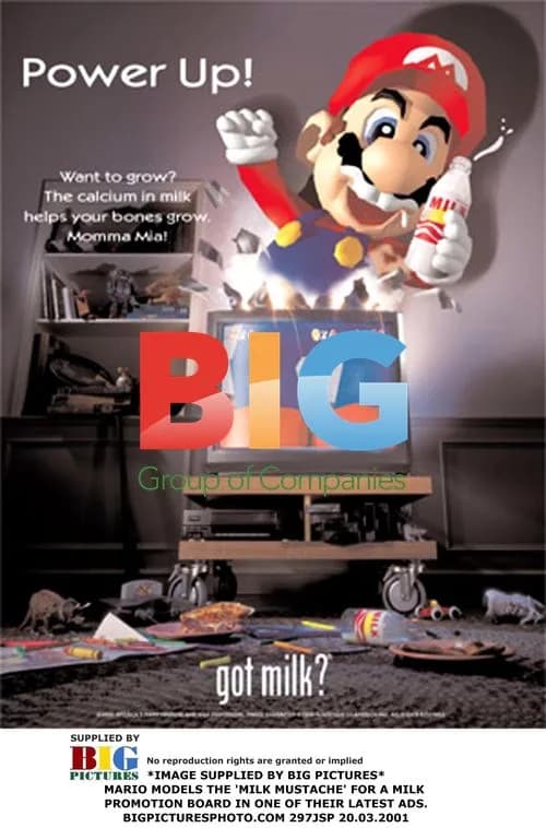 Mario Models Milk Mustache in Ad