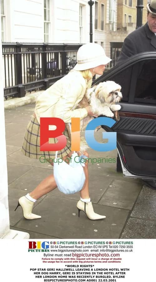 Geri Halliwell Leaving London Hotel with Dog