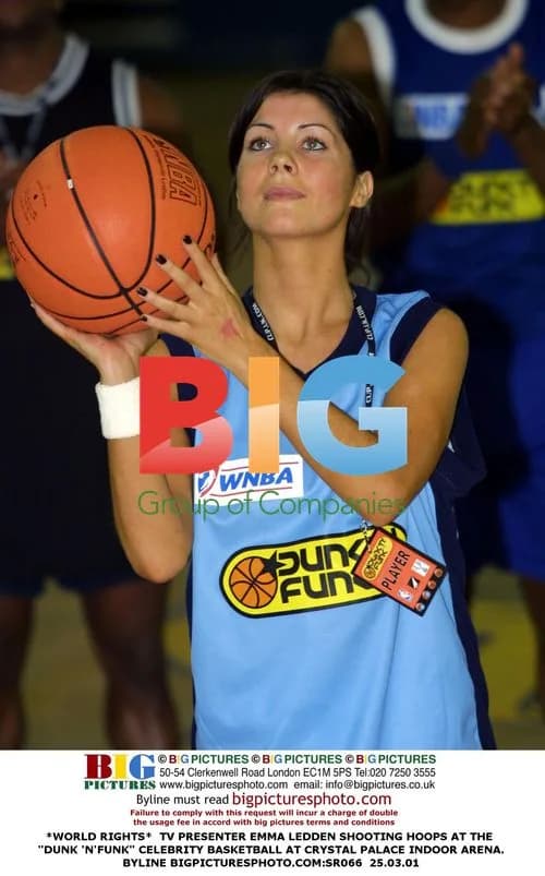 TV Presenter Emma Ledden Shooting Hoops at Celebrity Basketball