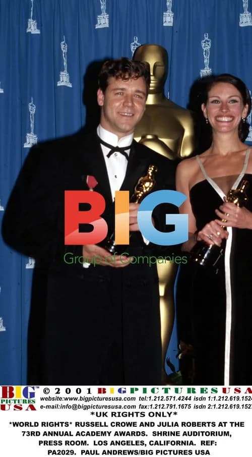 RUSSELL CROWE AND JULIA ROBERTS AT OSCARS PRESS ROOM
