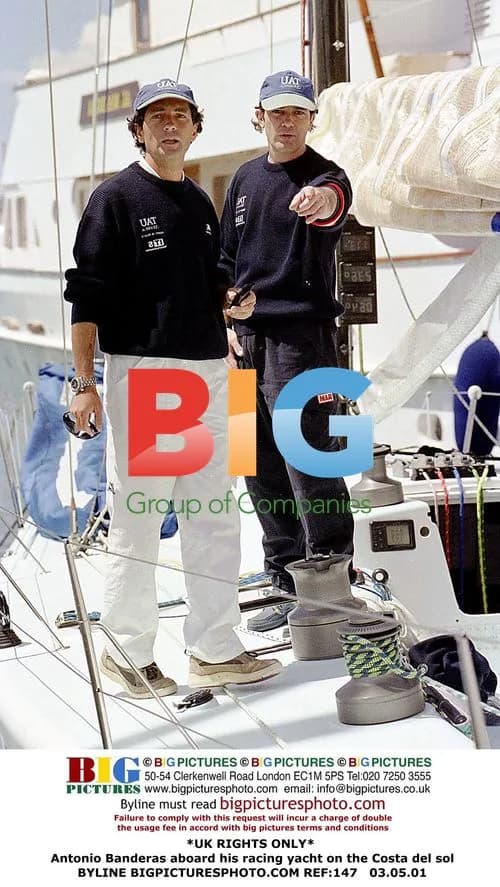 Antonio Banderas on racing yacht in Costa del Sol