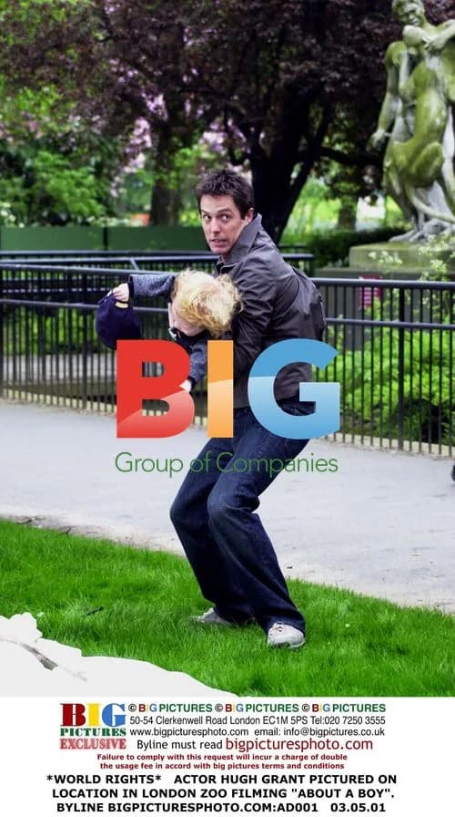 Hugh Grant Filming "About a Boy" at London Zoo
