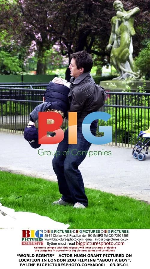 Hugh Grant on location at London Zoo