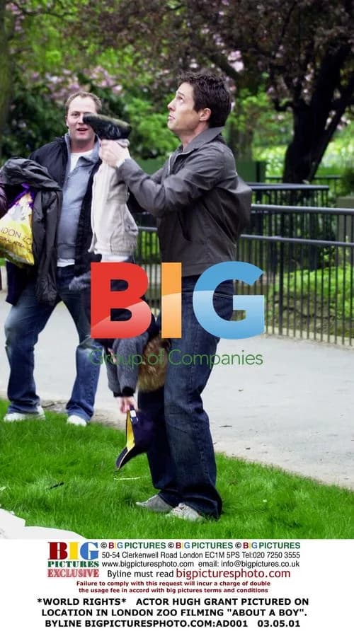 Hugh Grant Filming "About a Boy" at London Zoo