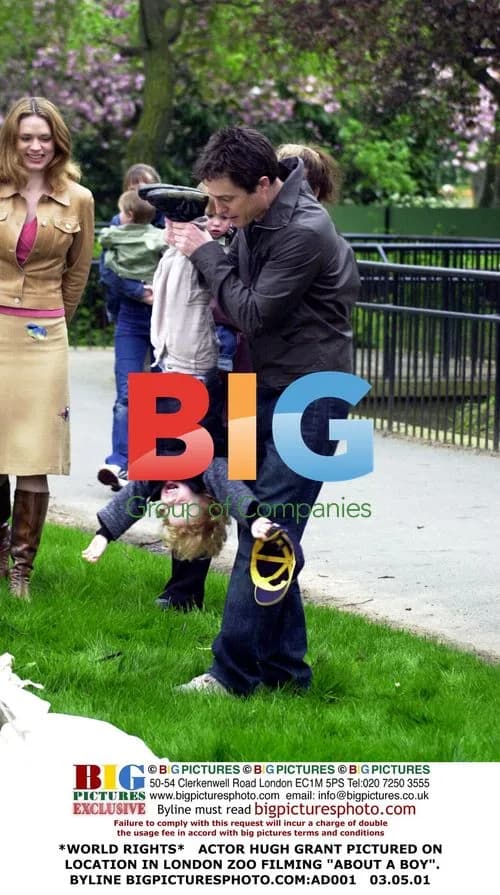 Hugh Grant Filming "About a Boy" at London Zoo
