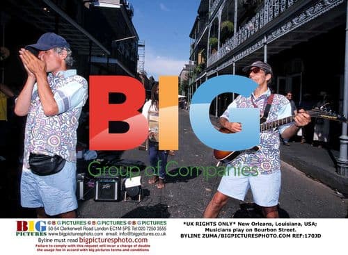 Musicians play on Bourbon Street, New Orleans