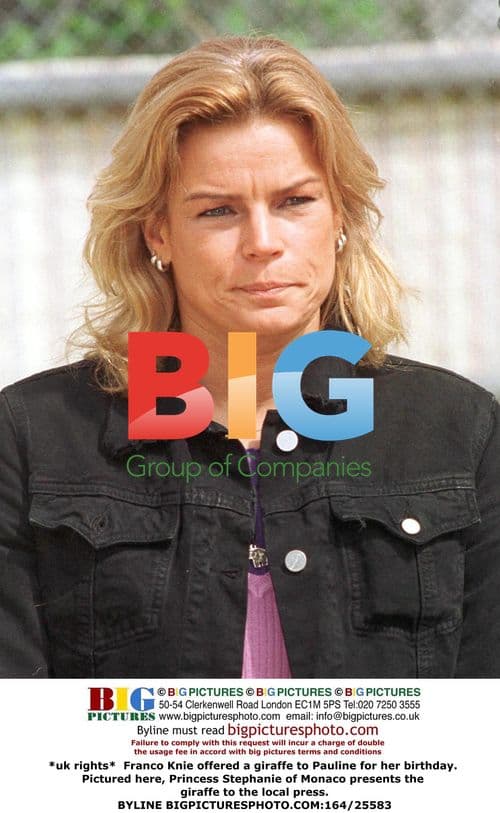 Princess Stephanie presents birthday giraffe