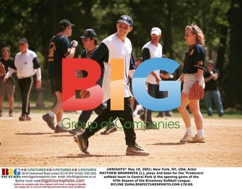 Matthew Broderick plays softball in NYC