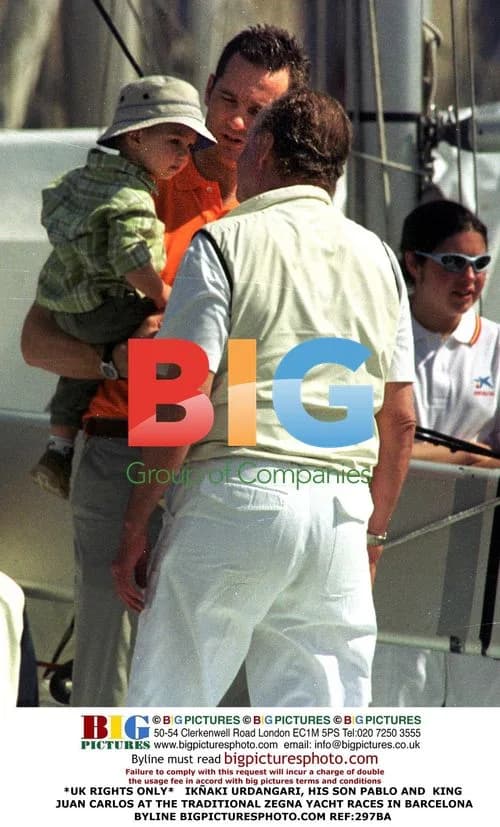 Ikaki Urdangari, son Pablo, and King Juan Carlos at Zegna yacht races