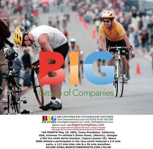 Ironman Tri-Athlete Changing Flat Tire