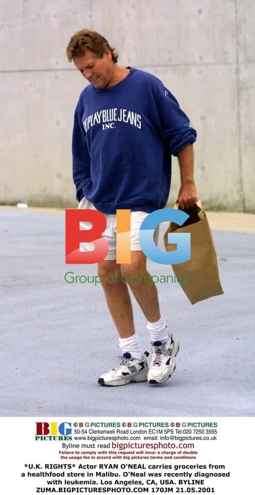 Ryan O'Neal carries groceries in Malibu