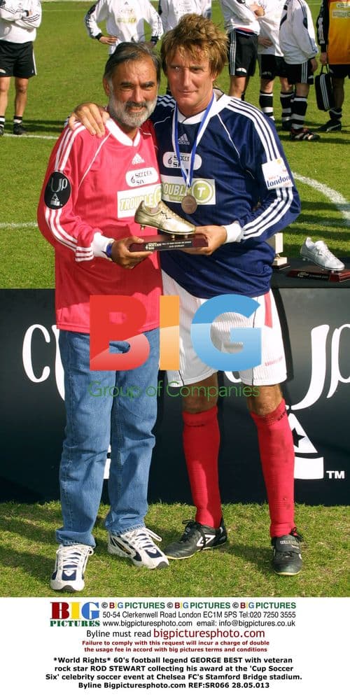 GEORGE BEST and ROD STEWART at 'Cup Soccer Six' event
