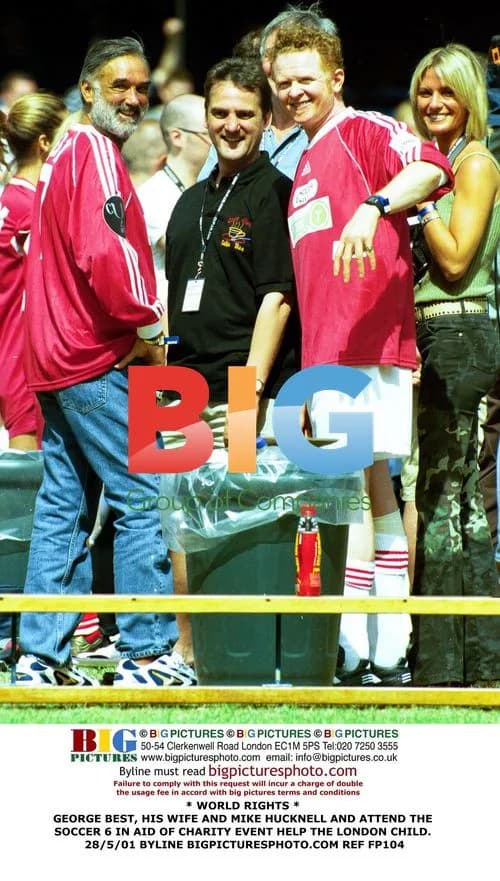 George Best, wife, and Mike Hucknell attend Soccer 6 charity event