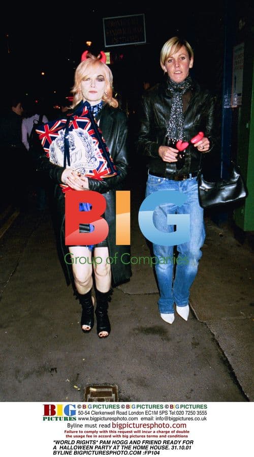 Pam Hogg and friend at Halloween party