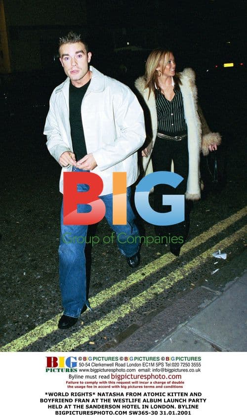 Natasha from Atomic Kitten and boyfriend Fran at Westlife album launch