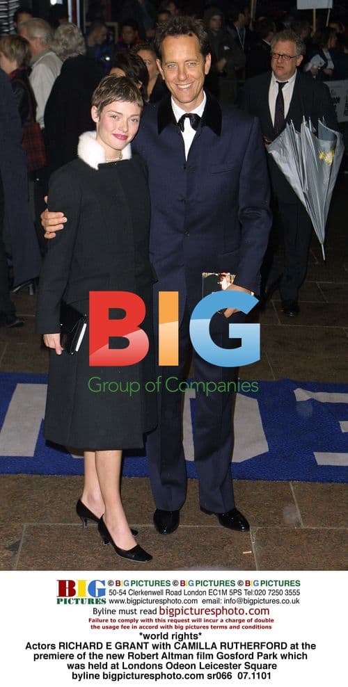 RICHARD E GRANT and CAMILLA RUTHERFORD at Gosford Park premiere