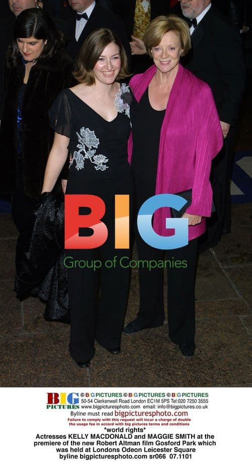 Actresses KELLY MACDONALD and MAGGIE SMITH at Gosford Park premiere