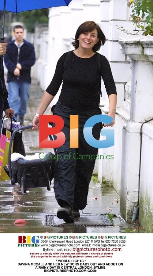 Davina McCall out with newborn in London