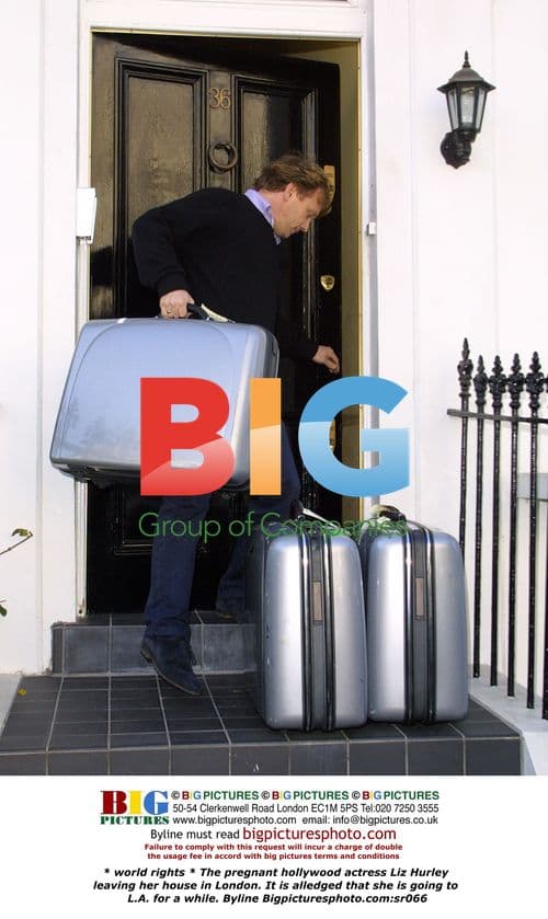 Pregnant Liz Hurley leaving London home