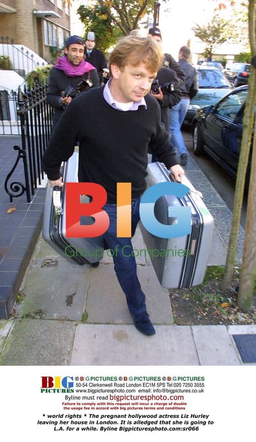 Pregnant Liz Hurley Leaving London Home