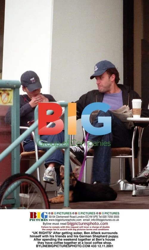 Ben Affleck Surrounded by Friends and Puppy