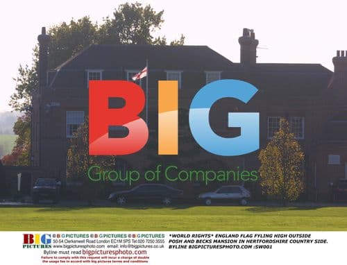 England Flag Flies Outside Posh and Becks Mansion