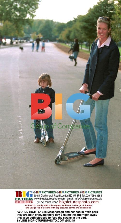 Elle Macpherson and Son Skate in Hyde Park