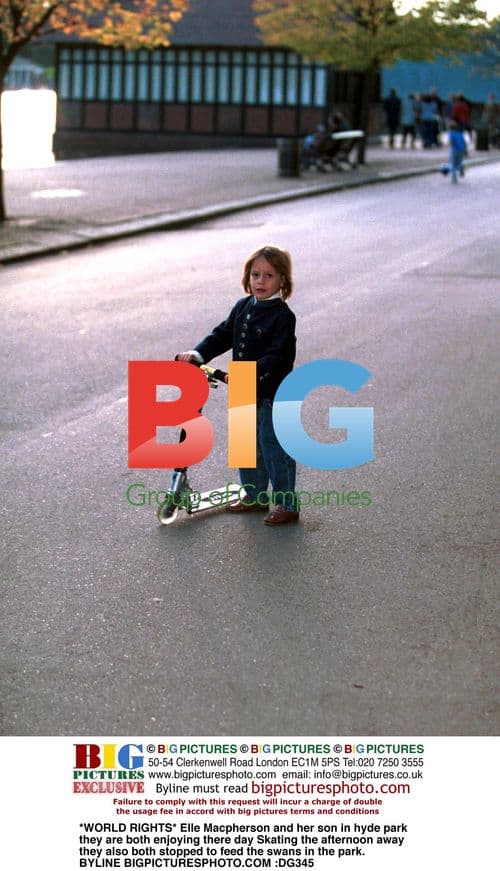Elle Macpherson and son in Hyde Park