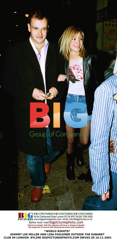 Johnny Lee Miller and Lisa Faulkner outside Kabaret Club