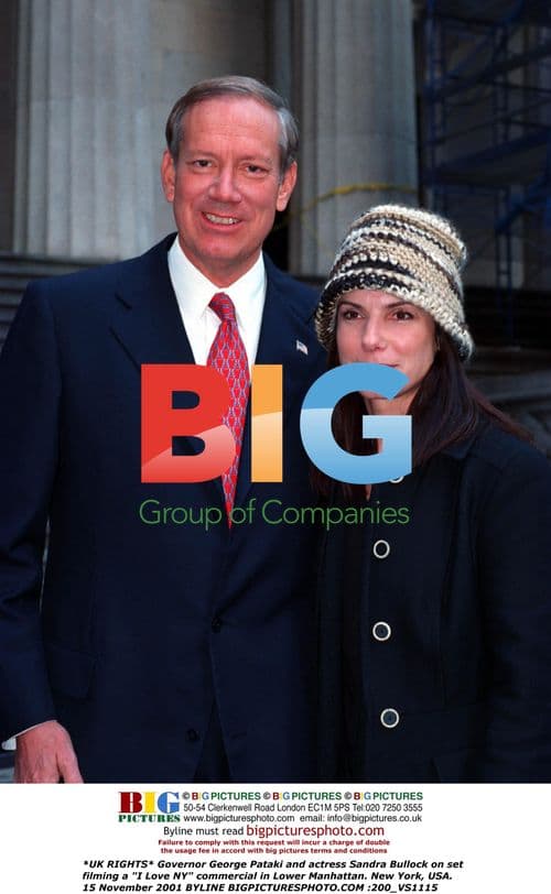 Governor Pataki and Sandra Bullock on Set