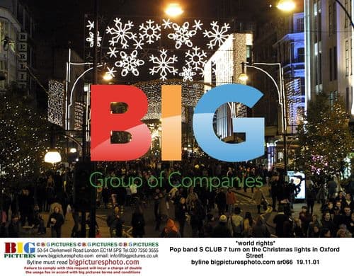 S Club 7 turn on Oxford Street Christmas lights