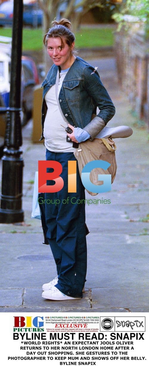 Expectant Jools Oliver Returns Home