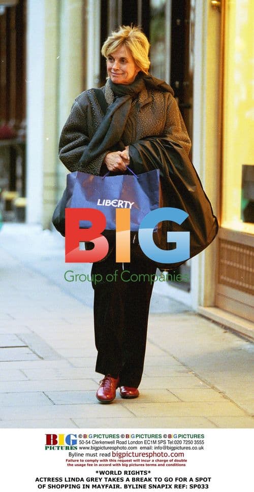 Actress Linda Grey goes shopping in Mayfair