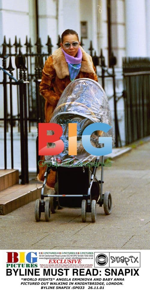 Angela Ermikova and baby Anna out in London