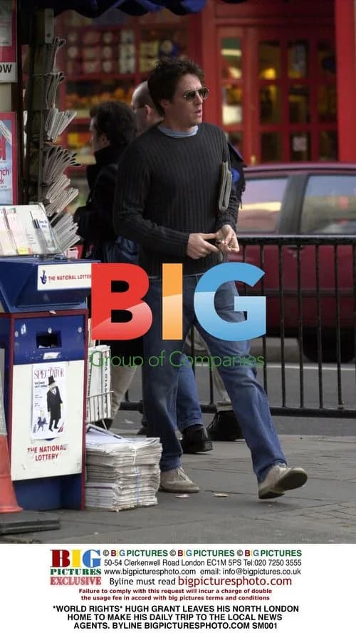 Hugh Grant Seen Leaving Home for News Agents