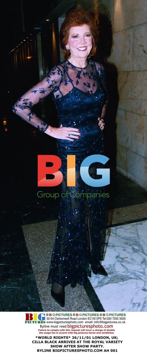 Cilla Black arrives at Royal Variety Show after-party