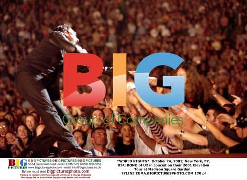 Bono of U2 in Concert on 2001 Elevation Tour