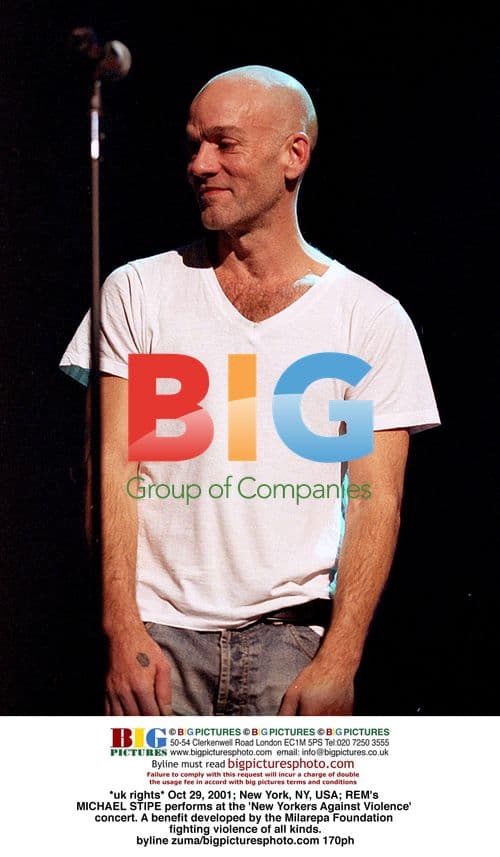 REM's Michael Stipe performs at benefit concert