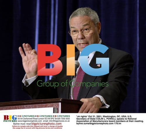 Colin Powell speaks to National Association of Manufacturers