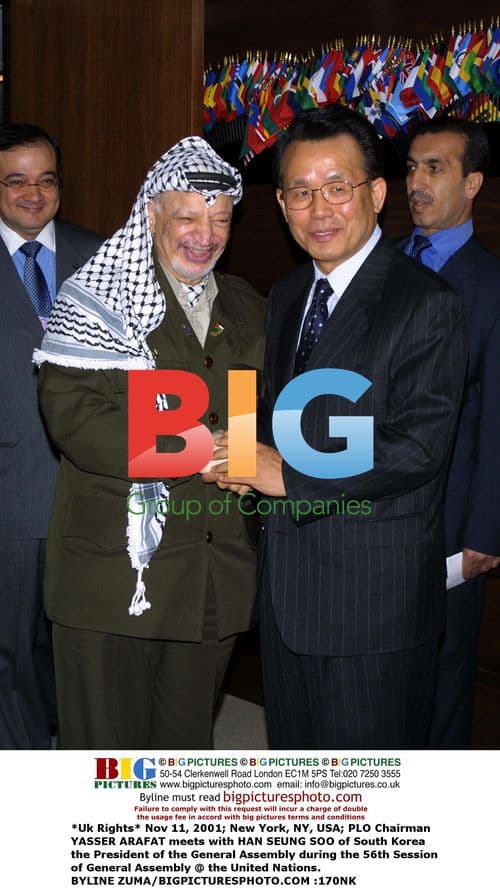 Arafat and Han Seung Soo at UN General Assembly