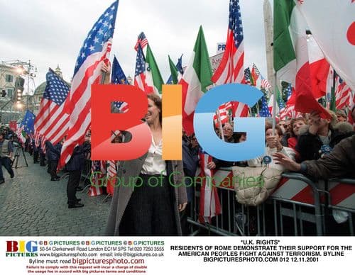 Residents of Rome Demonstrate Support for American Fight Against Terrorism
