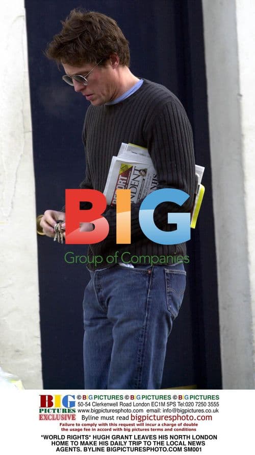 Hugh Grant leaves home for news agents