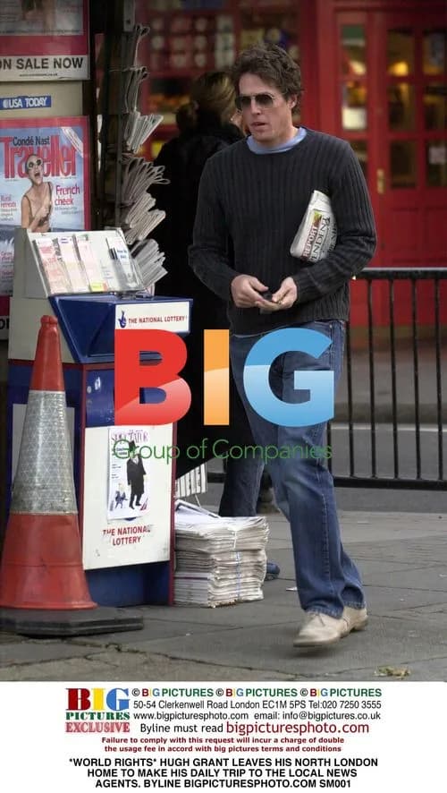 Hugh Grant Leaves Home for News Agents