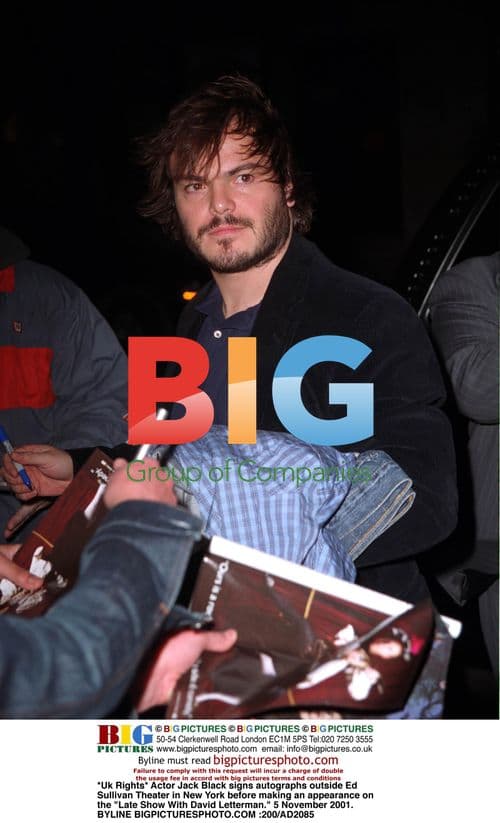 Jack Black signs autographs before Letterman show