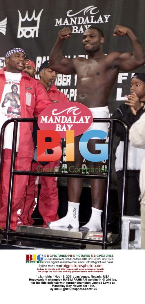 Heavyweight champion HASIM RAHMAN weighs-in