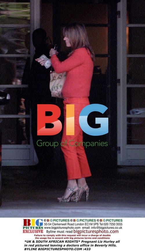 Pregnant Liz Hurley leaves Beverly Hills doctor's office