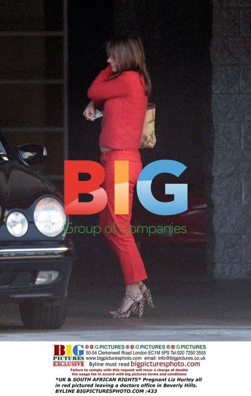 Pregnant Liz Hurley leaving Beverly Hills doctor