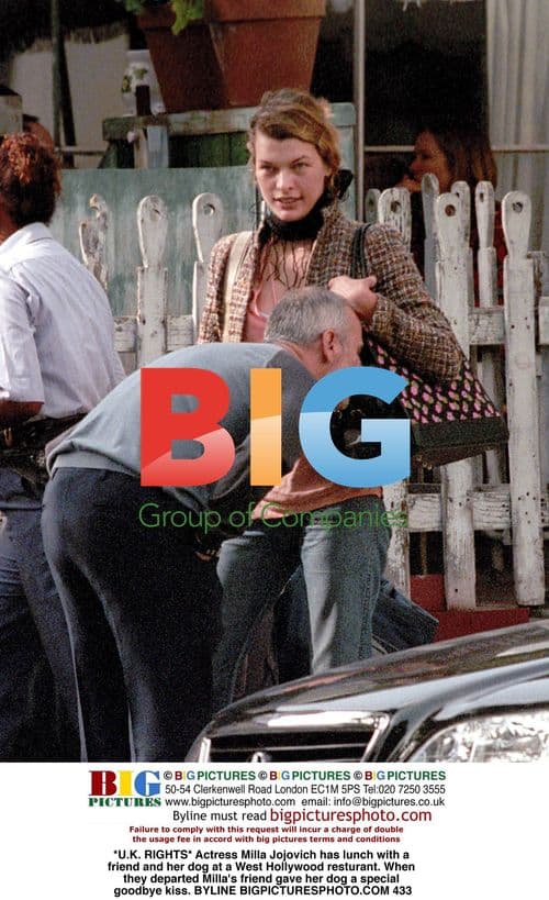 Milla Jojovich has lunch with friend and dog in L.A.