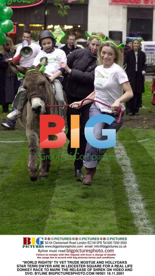 TV Vet Trude Mostue and Hollyoaks Star Terri Dwyer Donkey Race