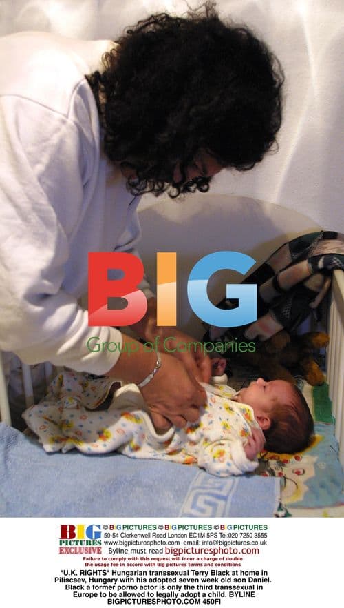 Terry Black, Hungarian transsexual, with adopted son in Piliscsev